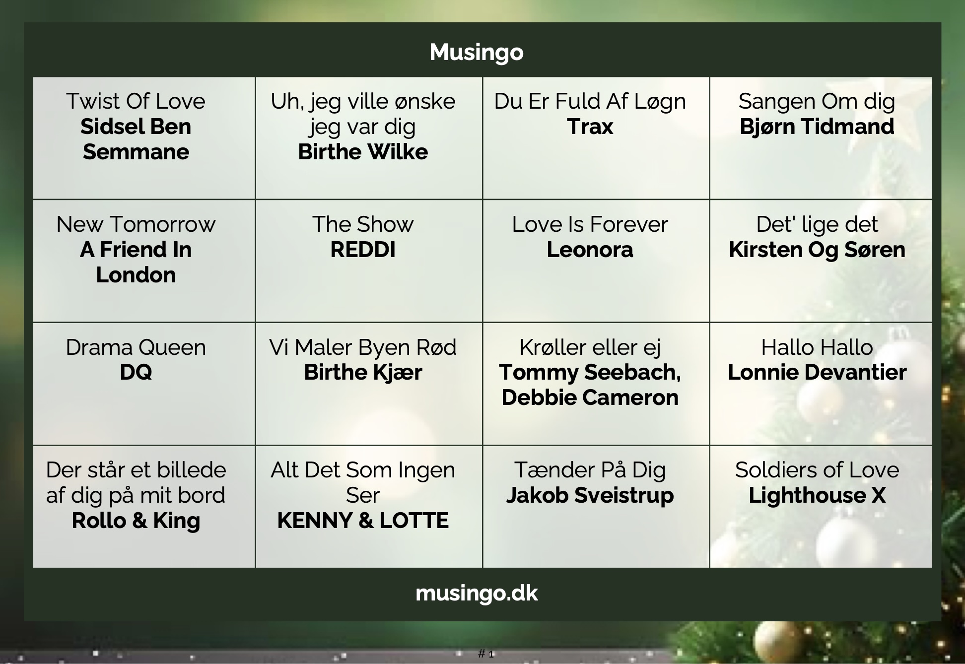 Design: Kerstbingo